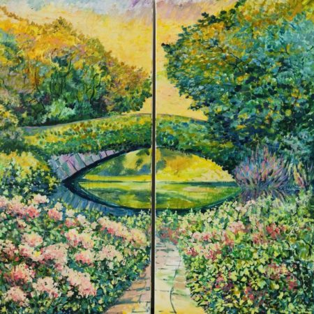 2-er Bilder-Set. Öl auf Leinwand. jew. 50x100 cm.